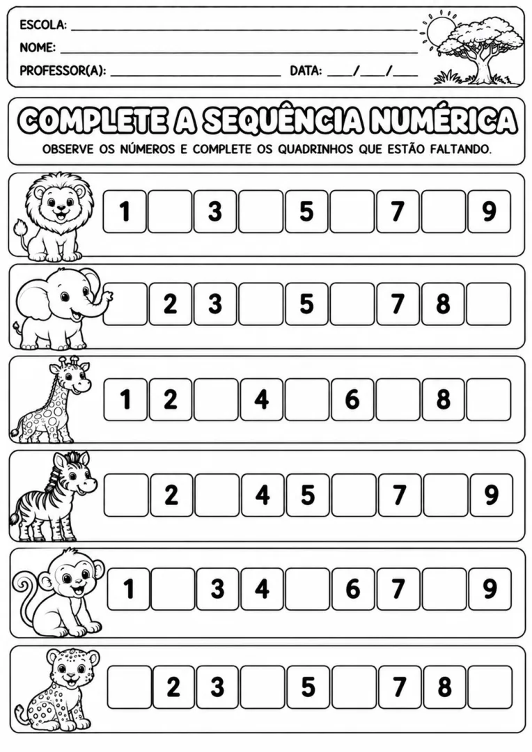 A festa dos dez animais da Savana Educação Infantil História em PDF — imagem 4