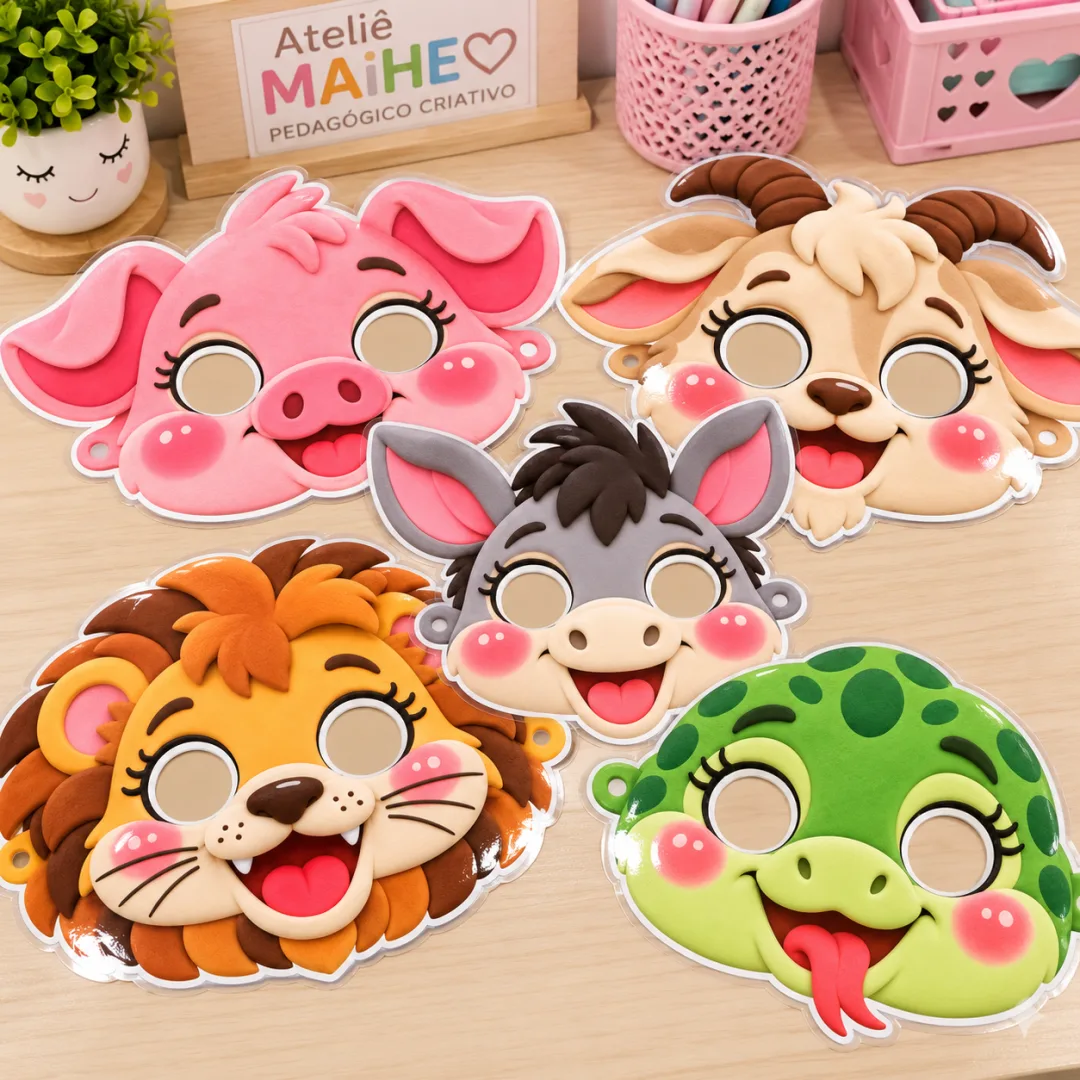 A Véia Debaixo da Cama - Máscaras - Educação Infantil - Arquivo Digital - Kit — imagem 2