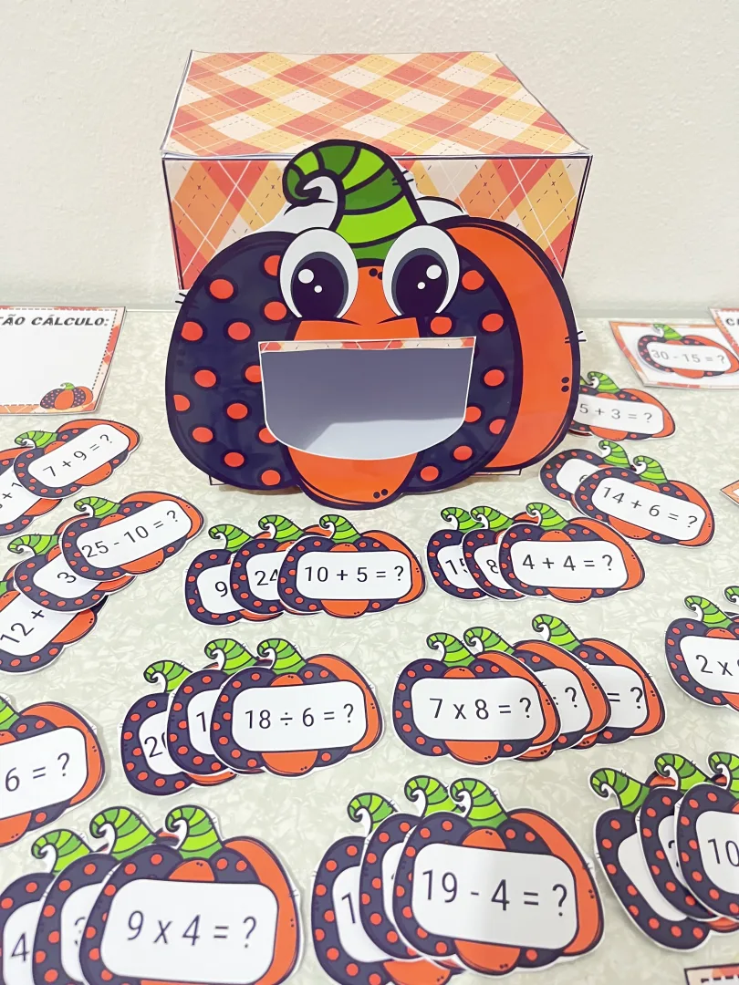 Abóbora das 4 operações - Matemática - PDF com 40 cards — imagem 3