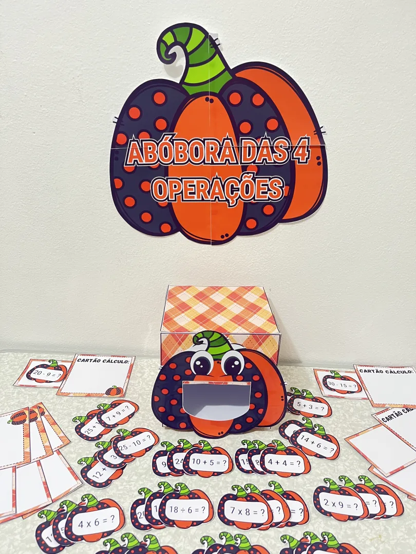 Abóbora das 4 operações - Matemática - PDF com 40 cards — imagem 4
