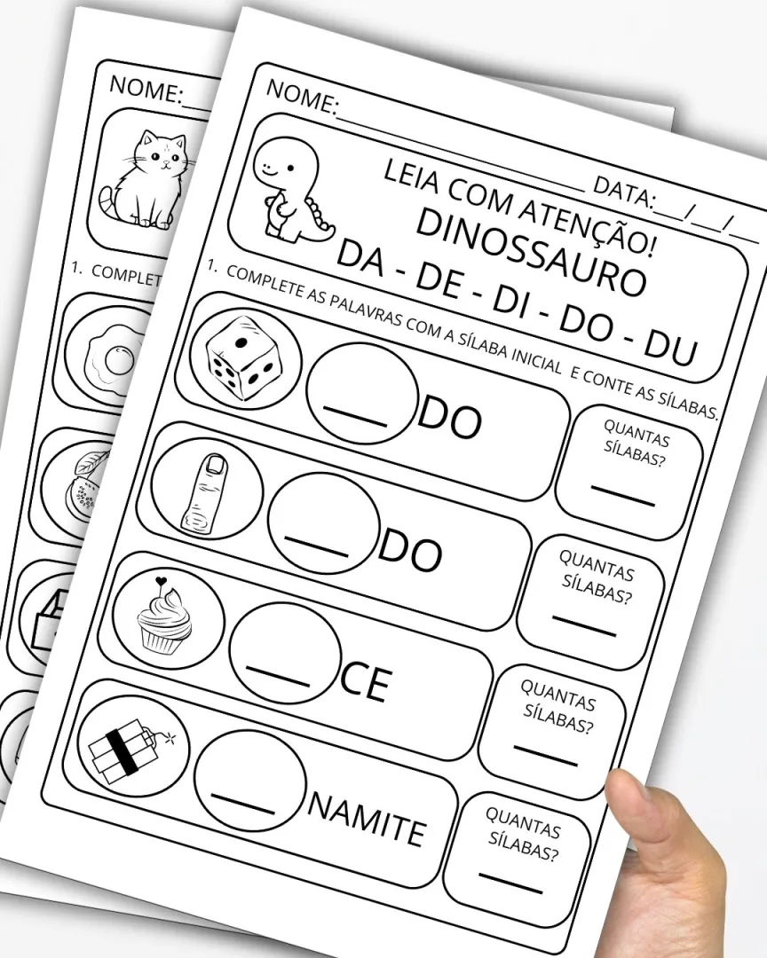 ALFABETIZAÇÃO: COMPLETANDO E CONTANDO SÍLABAS — imagem 5