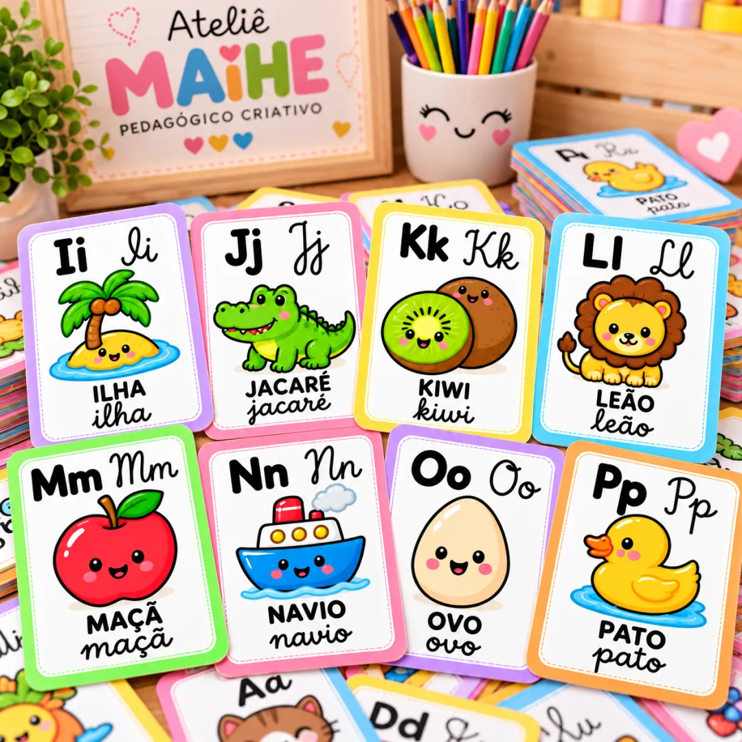 Alfabeto Cursivo Ilustrado de A a Z - Educação Infantil - Arquivo Digital — imagem 4