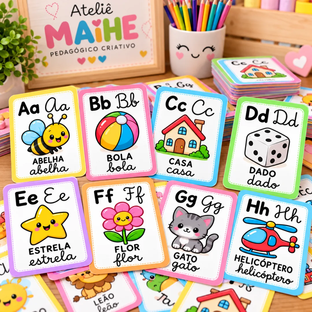 Alfabeto Cursivo Ilustrado de A a Z - Educação Infantil - Arquivo Digital — imagem 2