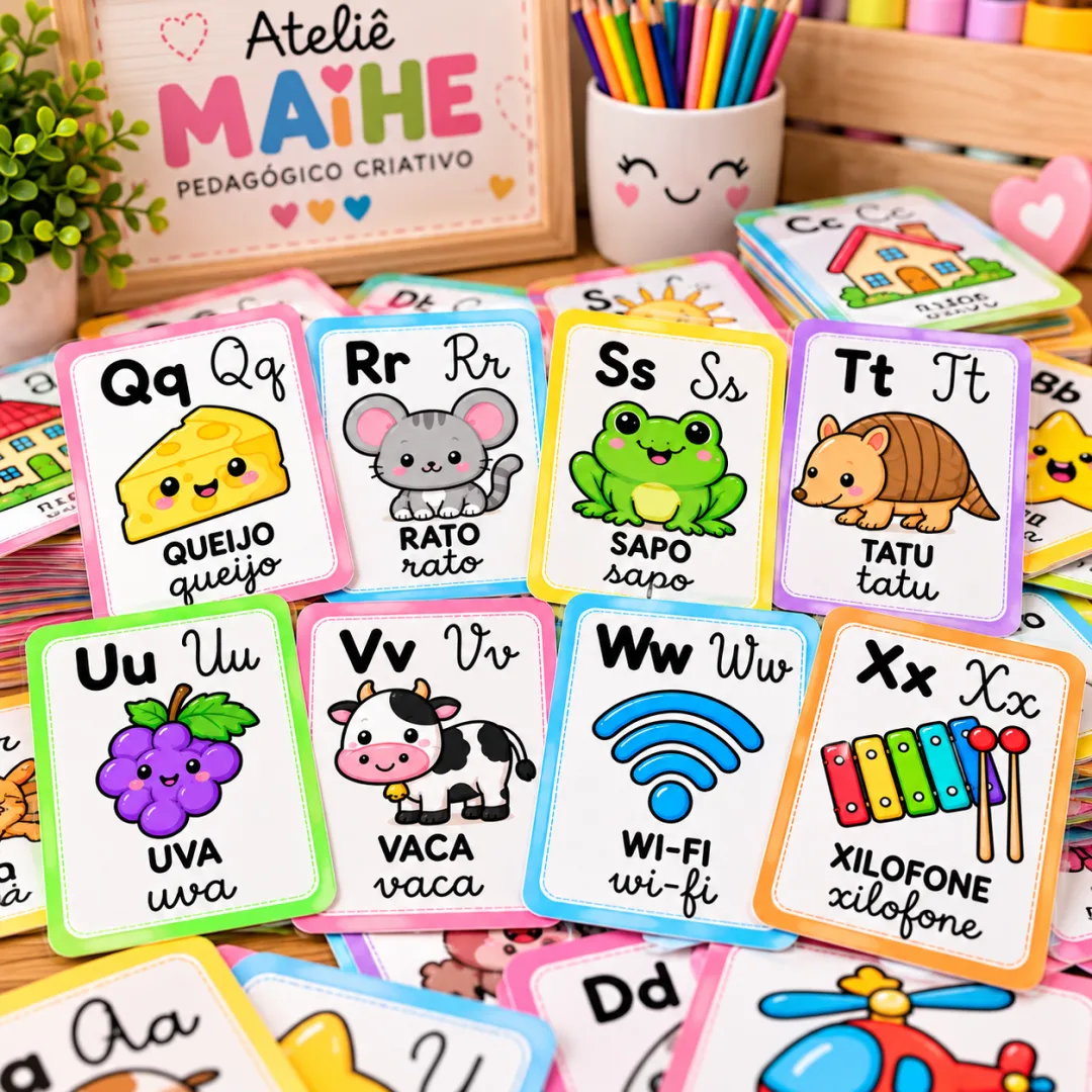 Alfabeto Cursivo Ilustrado de A a Z - Educação Infantil - Arquivo Digital — imagem 3