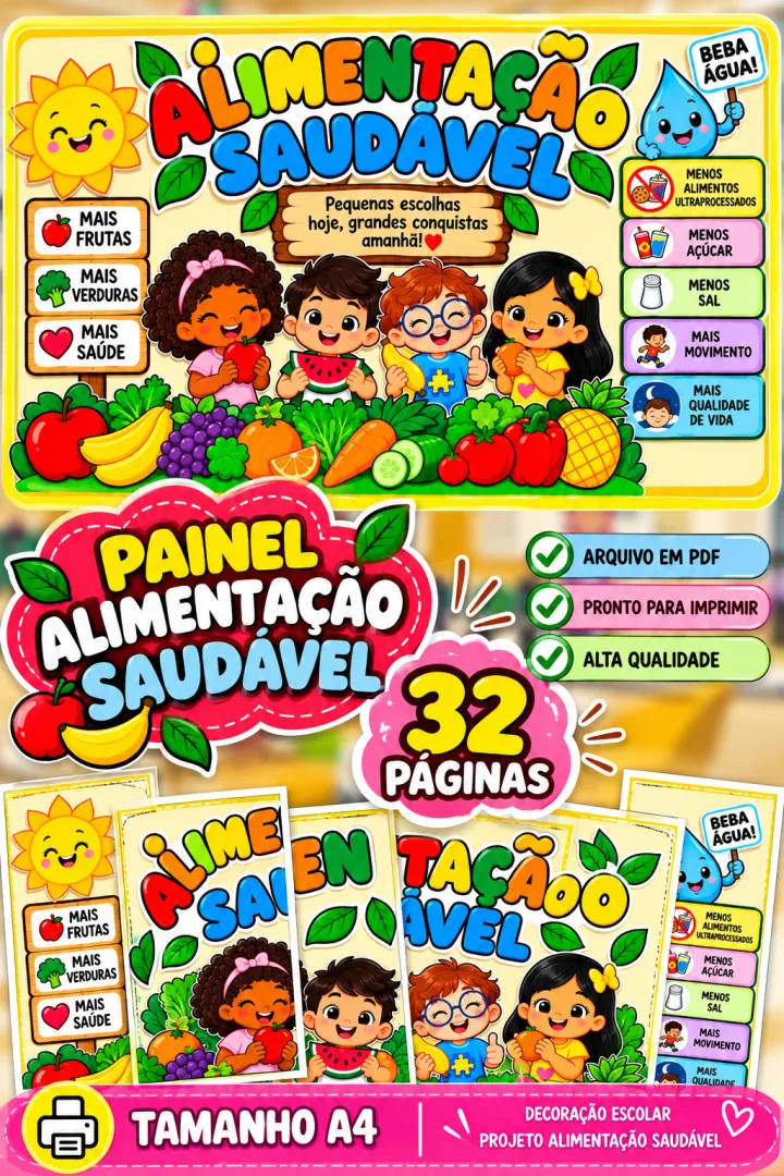 Alimentação Saudável Painel PDF 32 páginas - Educação Infantil — imagem 4