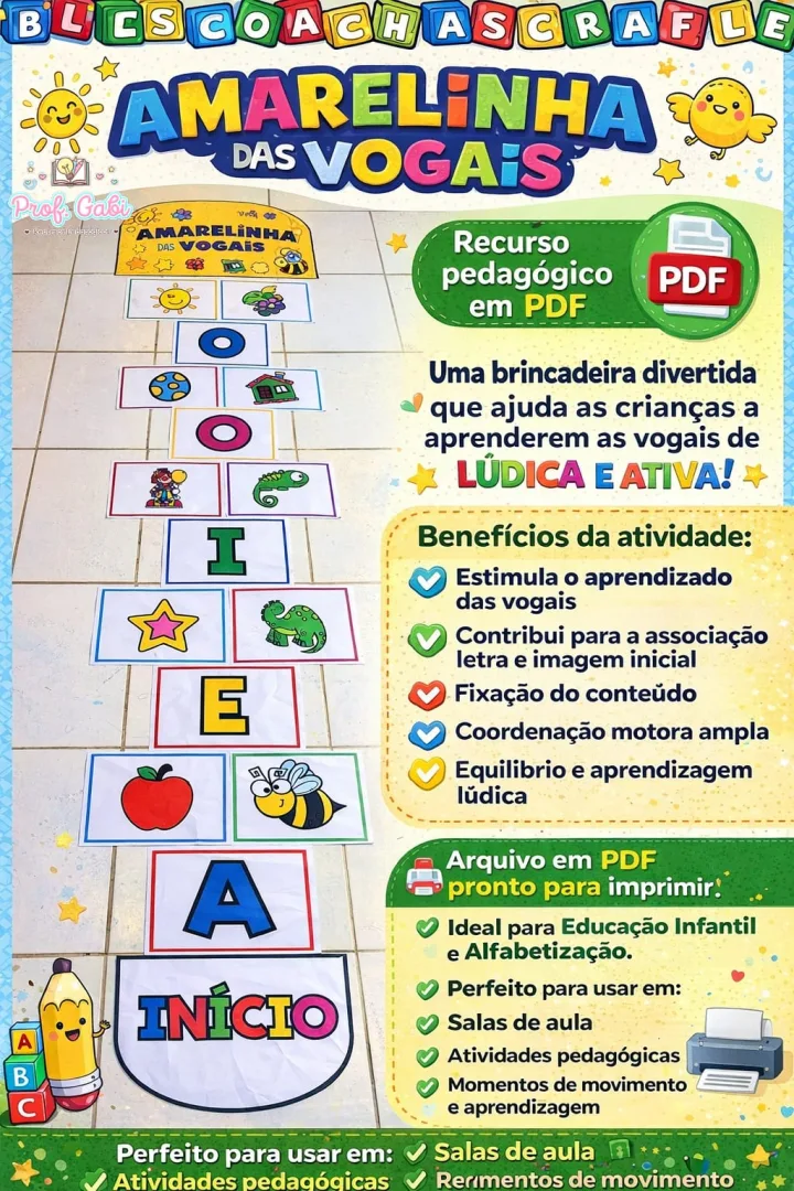 Amarelinha das vogais -Recurso digital em PDF  — imagem 3