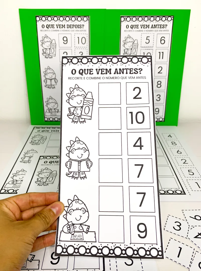 Antes e Depois dos Números – Atividade de Matemática com Dinossauros para Imprimir — imagem 4