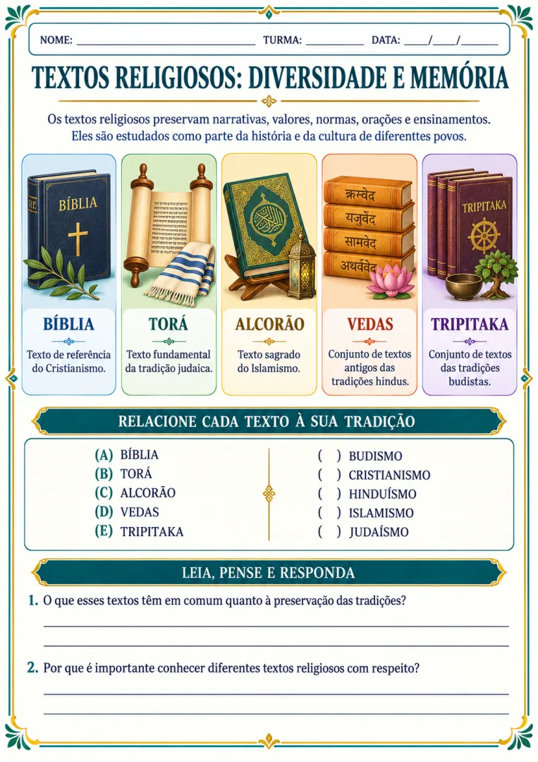 📚 APOSTILA DE ATIVIDADES DE ENSINO RELIGIOSO – ENSINO FUNDAMENTAL II — imagem 6