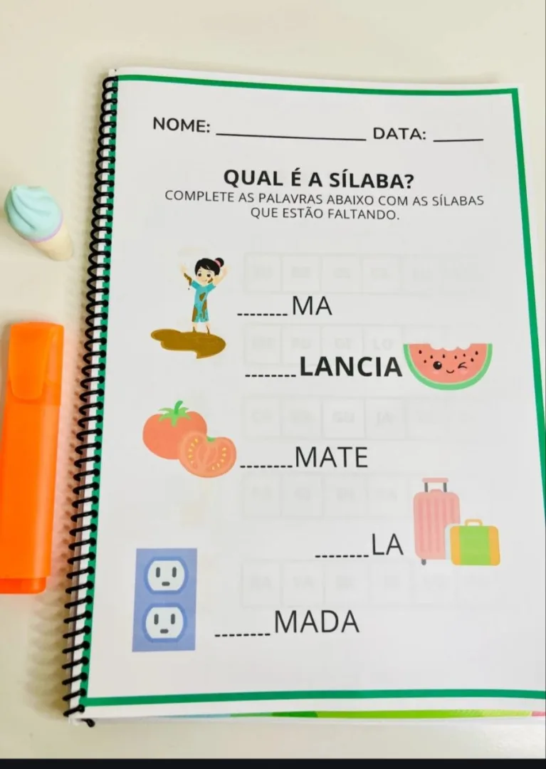 Apostila de Atividades sobre Sílaba Simples – 60 Páginas — imagem 3