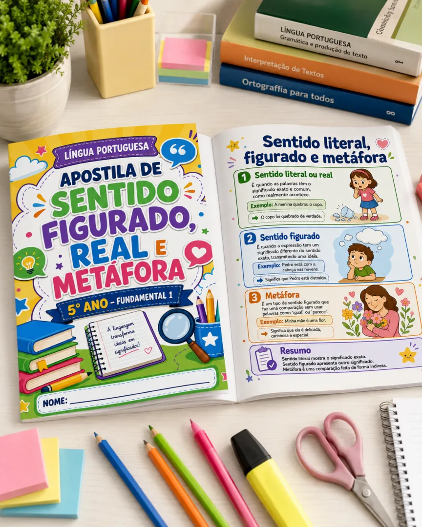 📚 APOSTILA DE SENTIDO FIGURADO, REAL E METÁFORA — 5º ANO — imagem 3