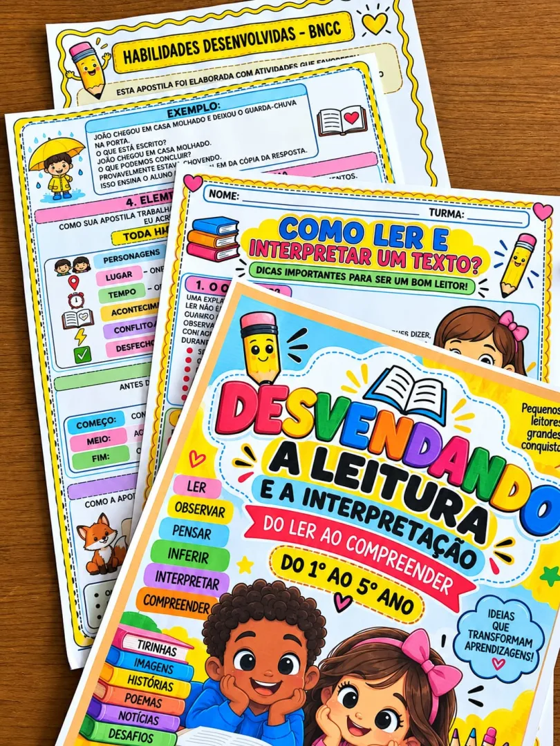 🌈*APOSTILA DESVENDANDO A LEITURA E A INTERPRETAÇÃO* ✅POR APENAS :💰12,90 Um material com 100 páginas, organizado de for — imagem 6