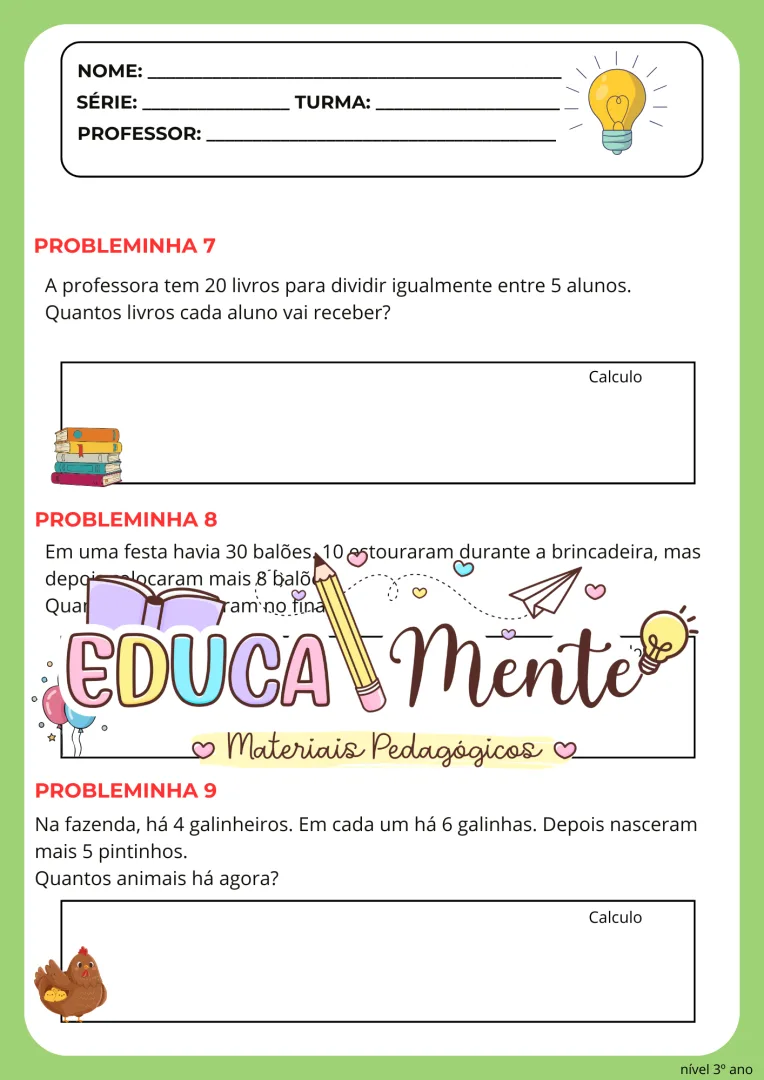 ⭐APOSTILA PROBLEMINHAS MATEMÁTICOS⭐ — imagem 5