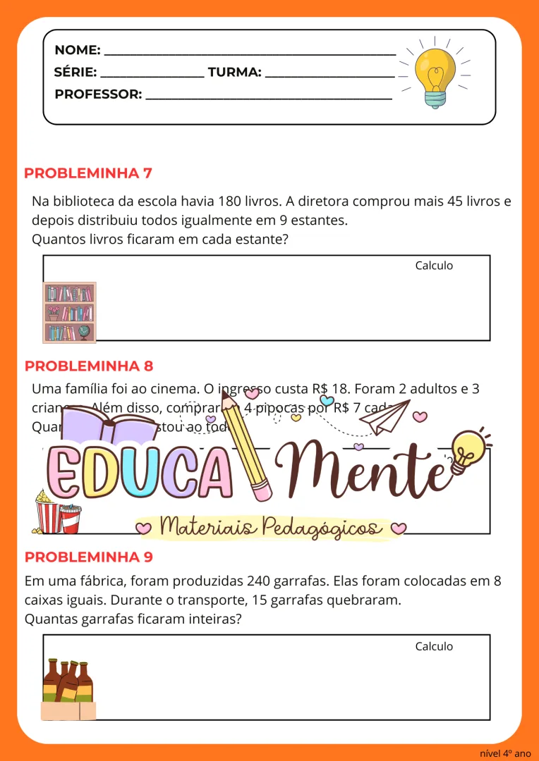 ⭐APOSTILA PROBLEMINHAS MATEMÁTICOS⭐ — imagem 6