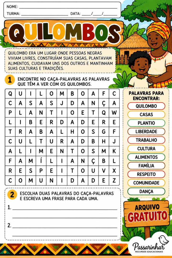 Aprendendo sobre os Quilombos 1° ano PDF — imagem 3