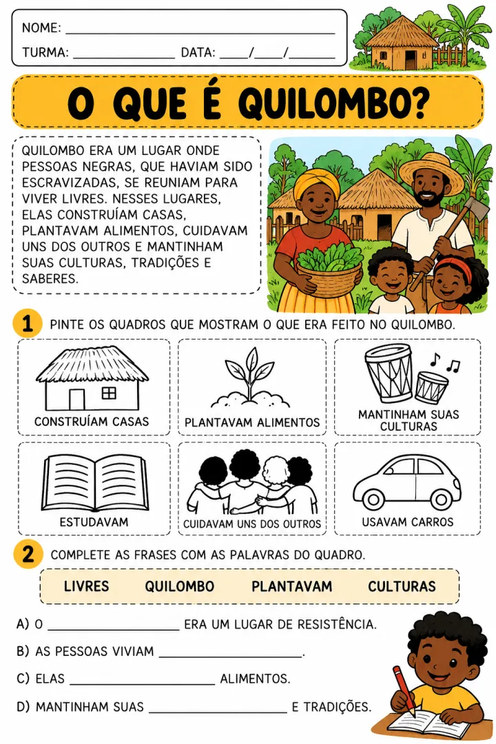 Aprendendo sobre os Quilombos 1° ano PDF — imagem 4