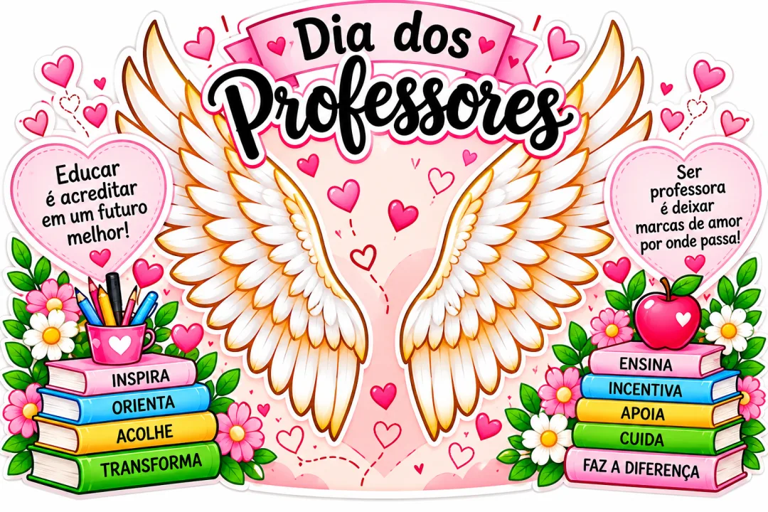 Asas de Anjo - Painel Dia dos Professores - PDF Educação Infantil Fundamental "32 páginas" — imagem 3
