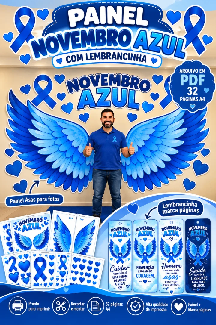 Asas de Anjo Painel Novembro Azul PDF - Educação Infantil — imagem 2