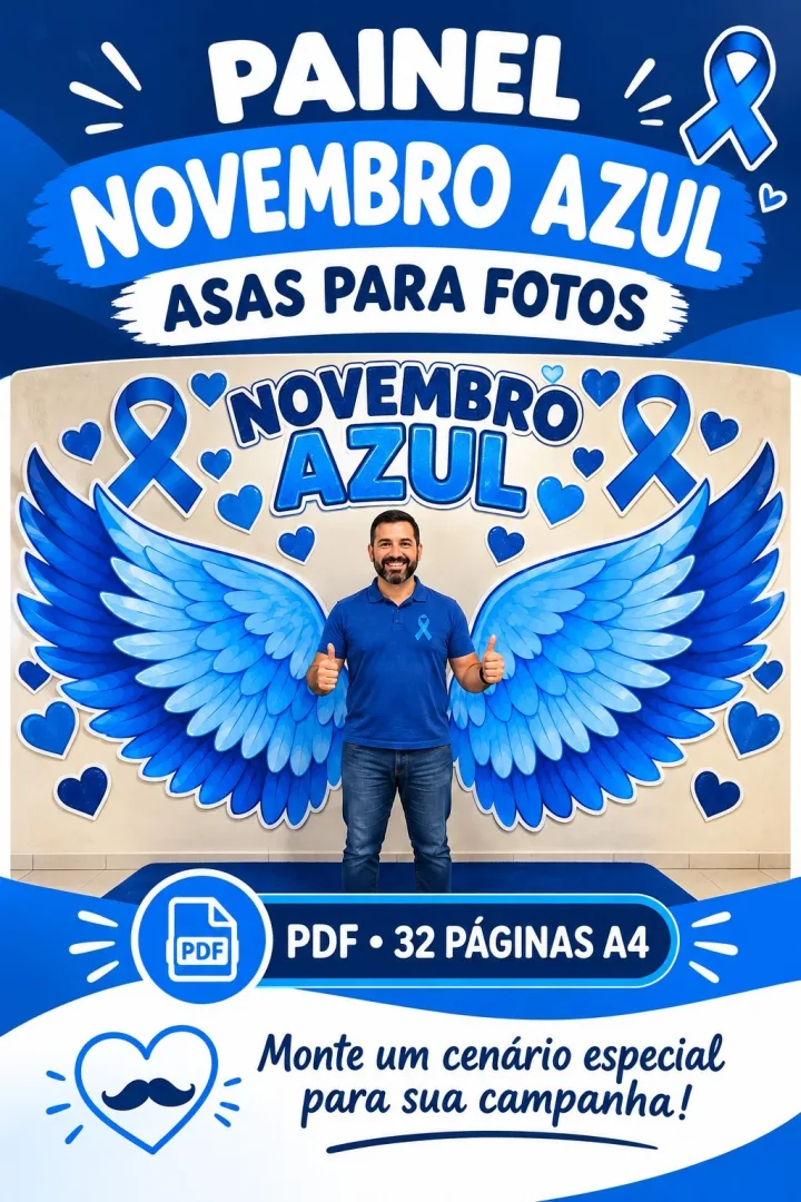 Asas de Anjo Painel Novembro Azul PDF - Educação Infantil — imagem 3