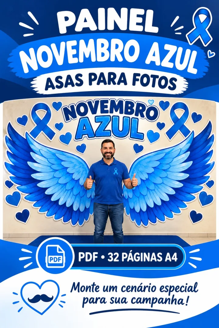 Asas de Anjo Painel Novembro Azul PDF - Educação Infantil — imagem 6