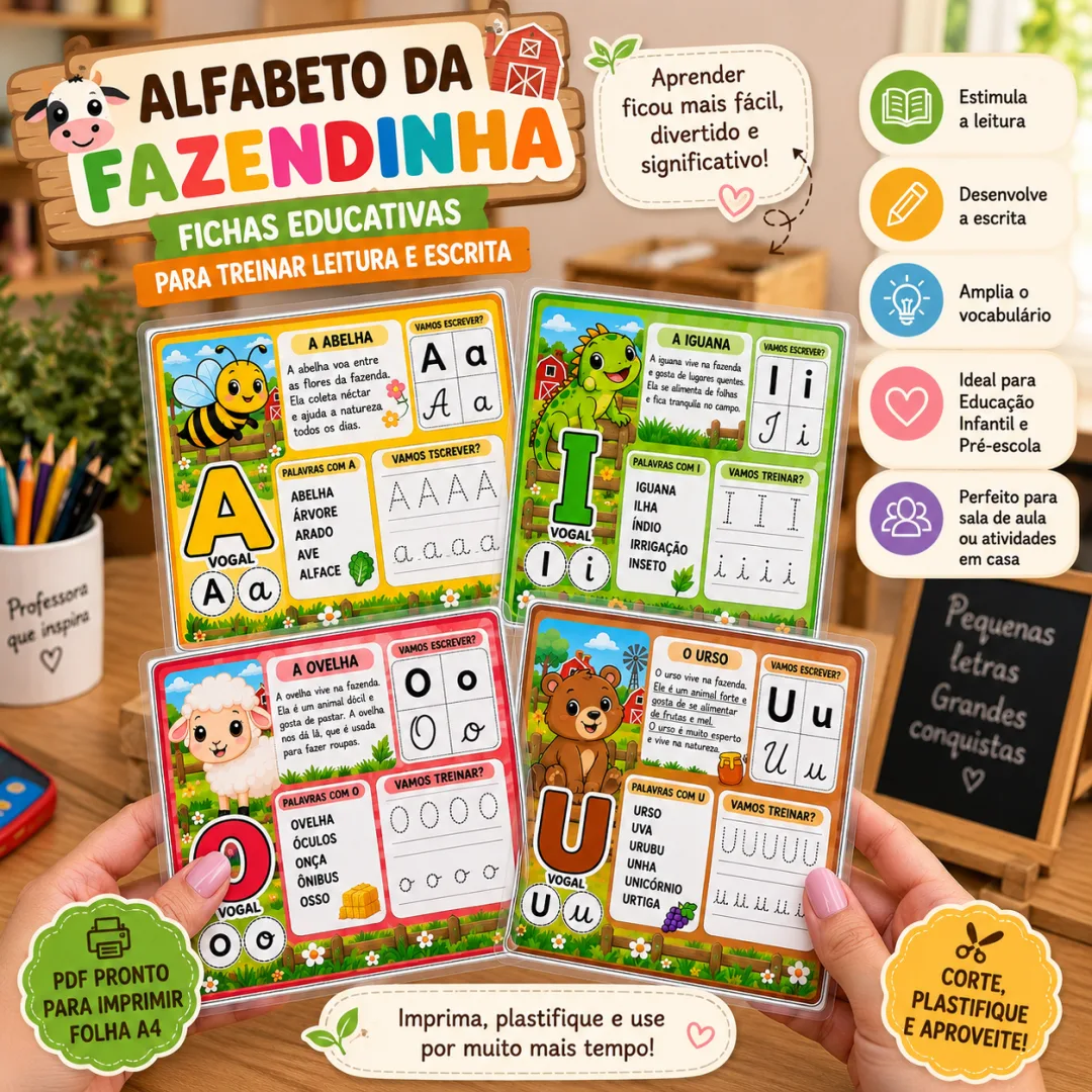 Atividade 1º Ano Alfabeto da Fazendinha – Ficha para Treinar Leitura em PDF — imagem 2