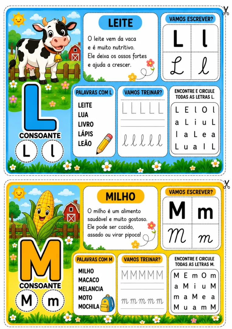Atividade 1º Ano Alfabeto da Fazendinha – Ficha para Treinar Leitura em PDF — imagem 4