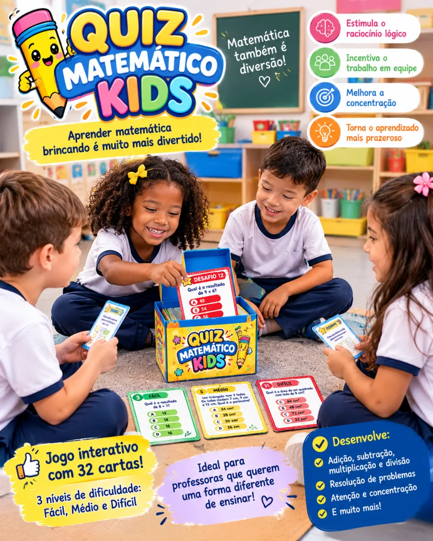 Atividade 1º Ano QUIZ MATEMÁTICO KIDS Jogo Lúdico de Matemática em PDF — imagem 3