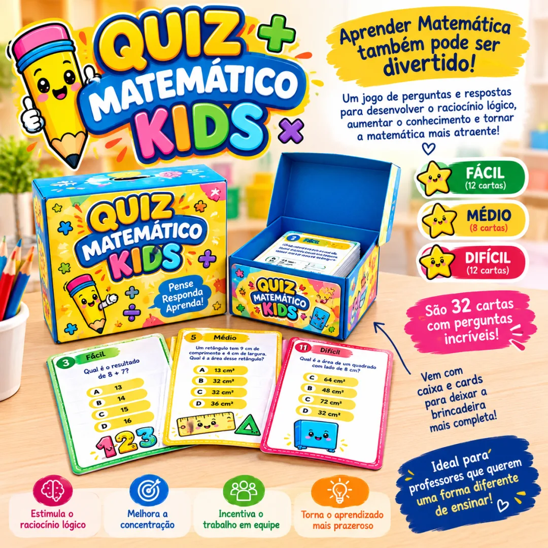 Atividade 1º Ano QUIZ MATEMÁTICO KIDS Jogo Lúdico de Matemática em PDF — imagem 2