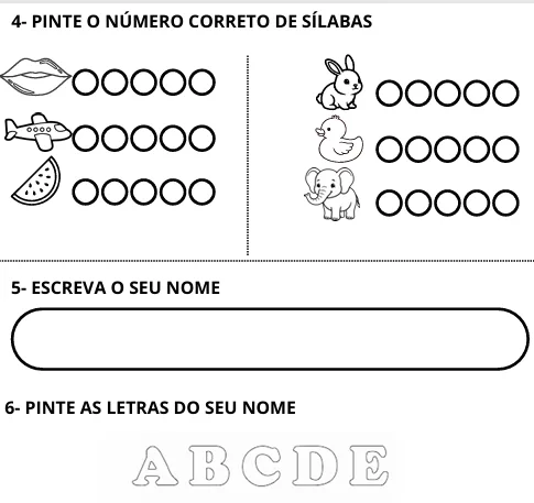 Atividade Avaliativa 1º Ano (Inicial) - Língua Portuguesa e Matemática - PDF — imagem 2