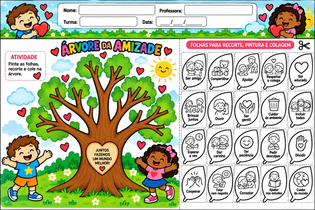 Atividade Coletiva Cartaz Amizade - Educação Infantil - PDF 20 Páginas — imagem 2