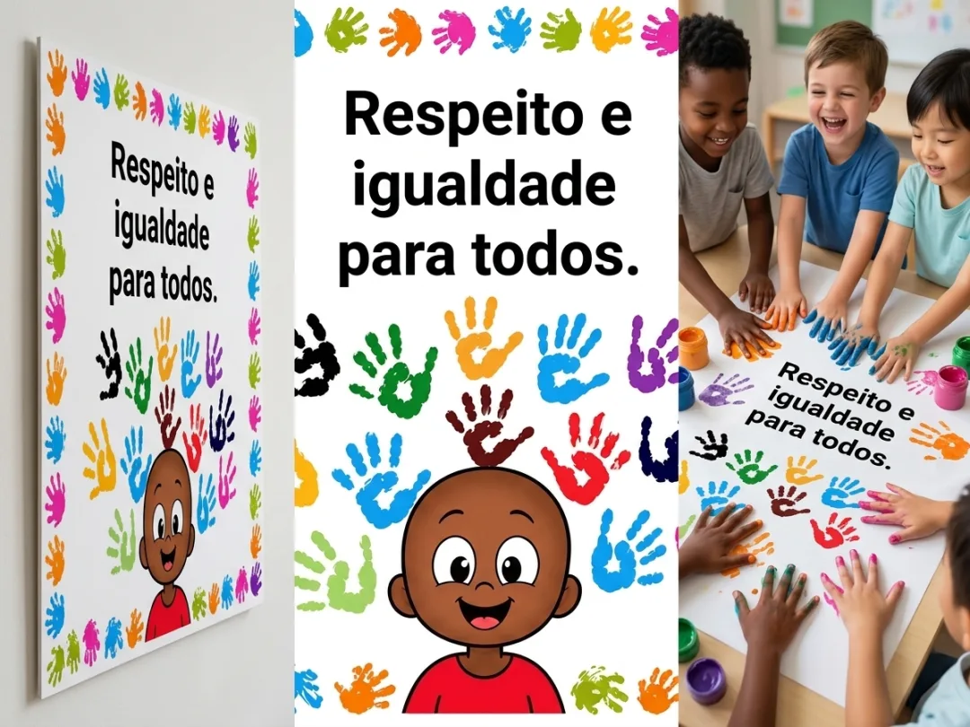 Atividade Coletiva Conciência Negra - Cartaz Carimbo de Mãos em PDF — imagem 3