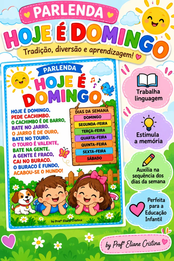 Atividade Coletiva Parlenda - Hoje é Domingo - Educação Infantil - PDF — imagem 2