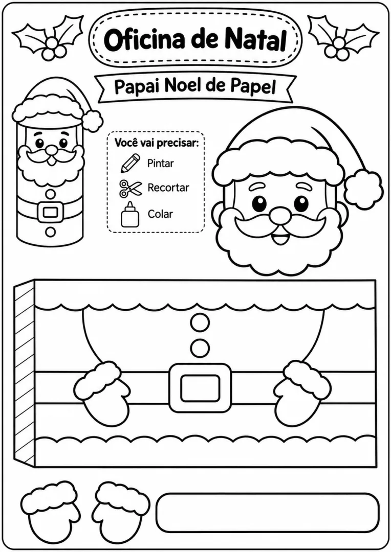 Atividade de Natal para Imprimir Oficina de Natal: 5 Personagens Natalinos com Rolinho de Papel  — imagem 4