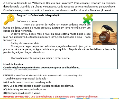 Atividade de Português - O Código Secreto-para o 5º Ano com 4 Enigmas em pdf — imagem 2