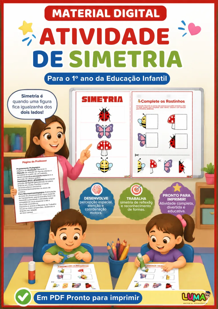 Atividade de Simetria - Educação Infantil e 1º/2º Ano - PDF — imagem 2