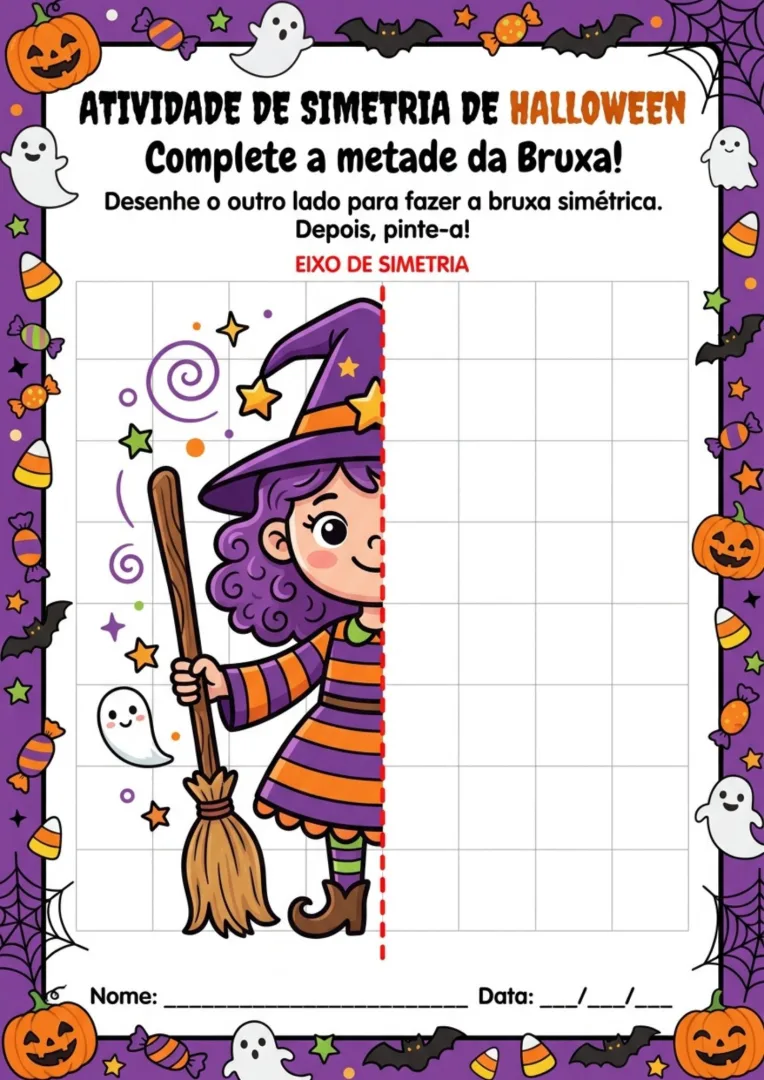 Atividade de Simetria Halloween Percepção Visual 1º a 9º Ano Pdf — imagem 3