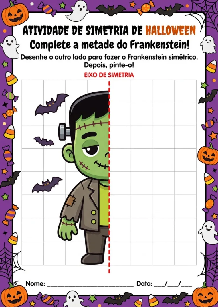 Atividade de Simetria Halloween Percepção Visual 1º a 9º Ano Pdf — imagem 5