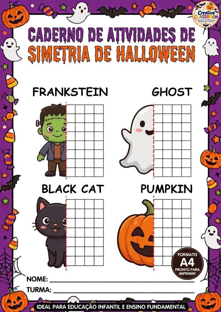Atividade de Simetria Halloween Percepção Visual 1º a 9º Ano Pdf — imagem 2