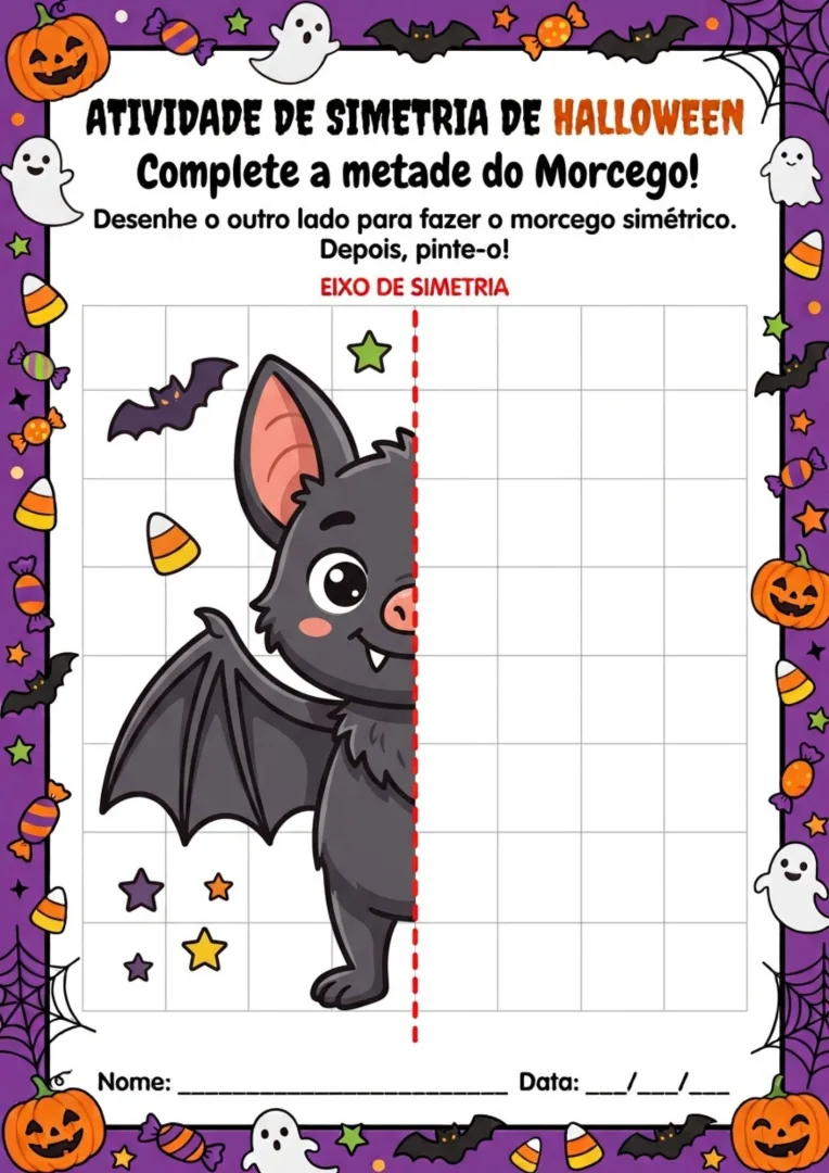 Atividade de Simetria Halloween Percepção Visual 1º a 9º Ano Pdf — imagem 6