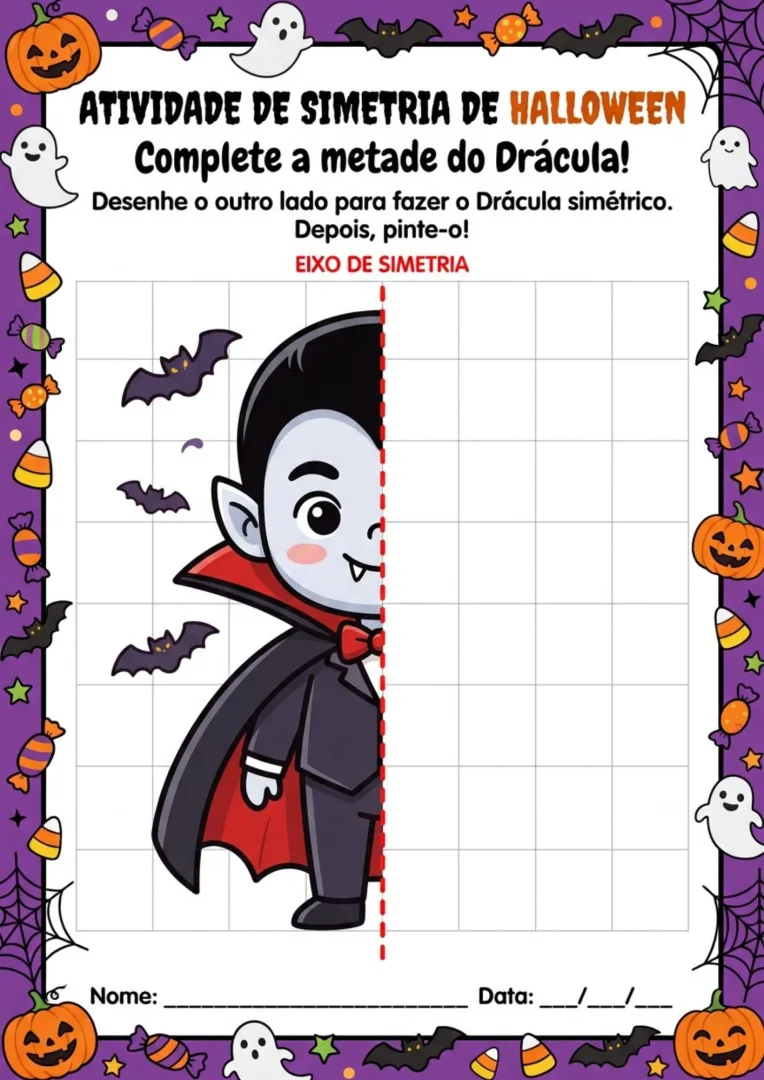 Atividade de Simetria Halloween Percepção Visual 1º a 9º Ano Pdf — imagem 4