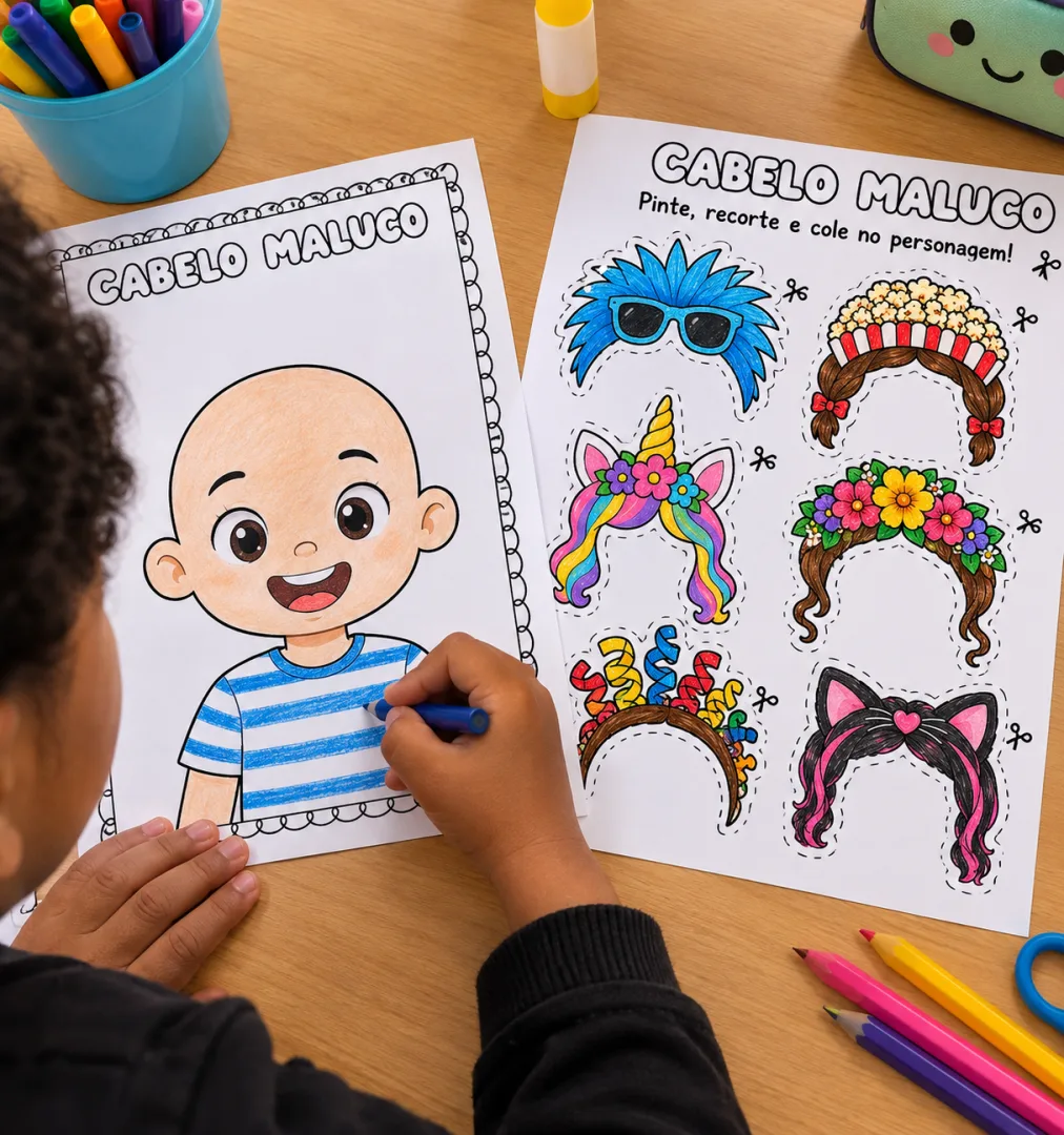 Atividade Dia do Cabelo Maluco - Ed Infantil - PDF 17 Páginas — imagem 2