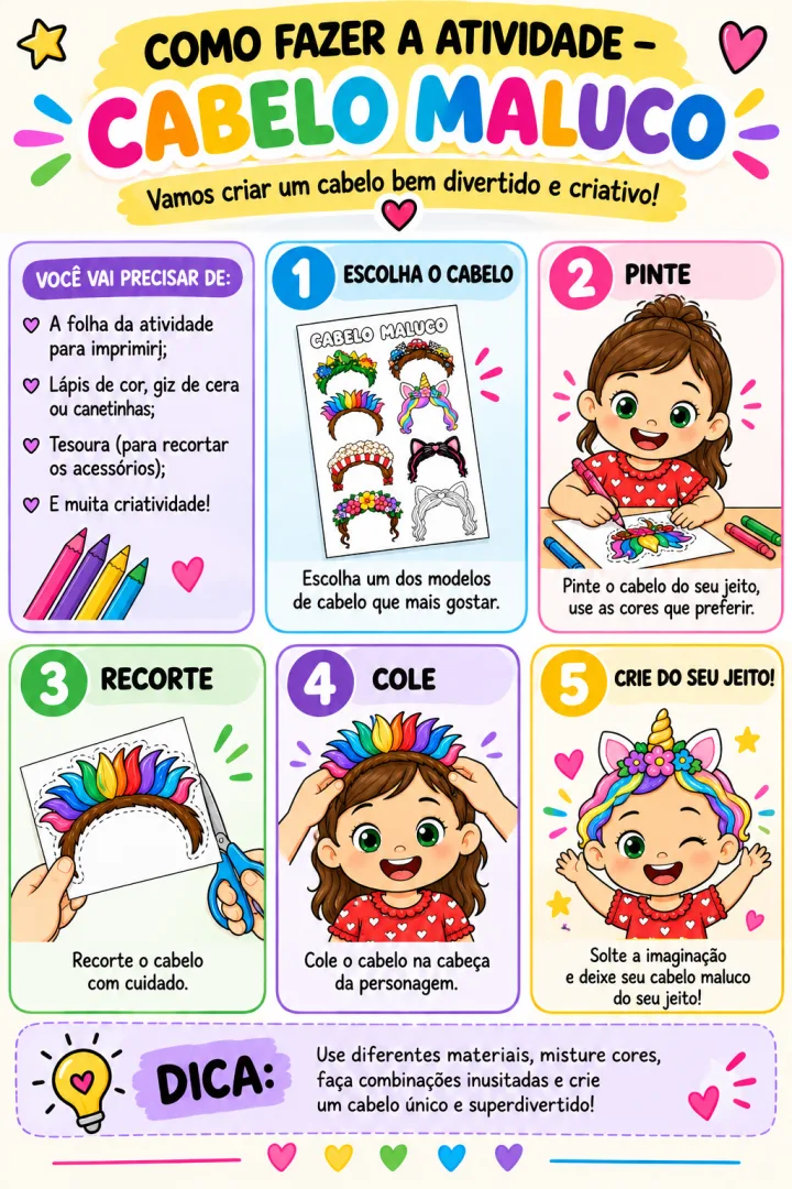 Atividade Dia do Cabelo Maluco - Ed Infantil - PDF 17 Páginas — imagem 3