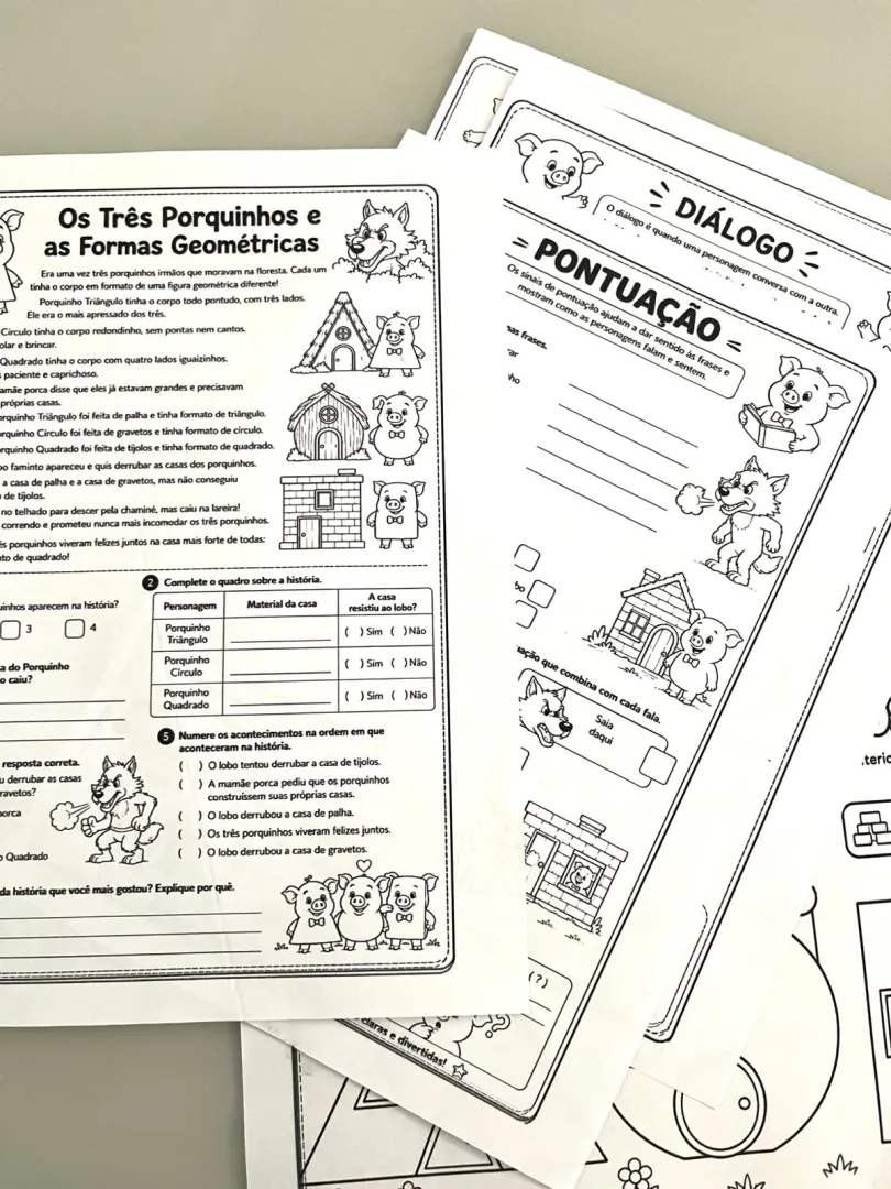 Atividade formas geométricas: Os Três Porquinhos — imagem 2