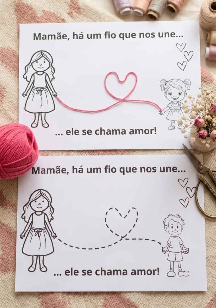 Atividade interativa barbante dia das mães PDF Ed infantil  — imagem 3