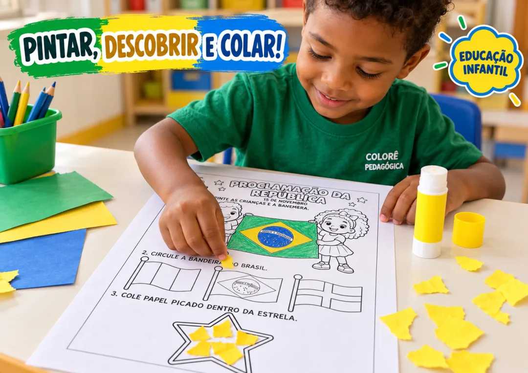 Atividade Proclamação da República Educação Infantil — Pintura e Colagem em PDF — imagem 3