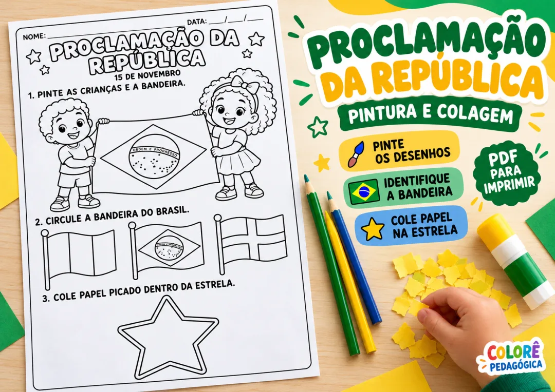 Atividade Proclamação da República Educação Infantil — Pintura e Colagem em PDF — imagem 4
