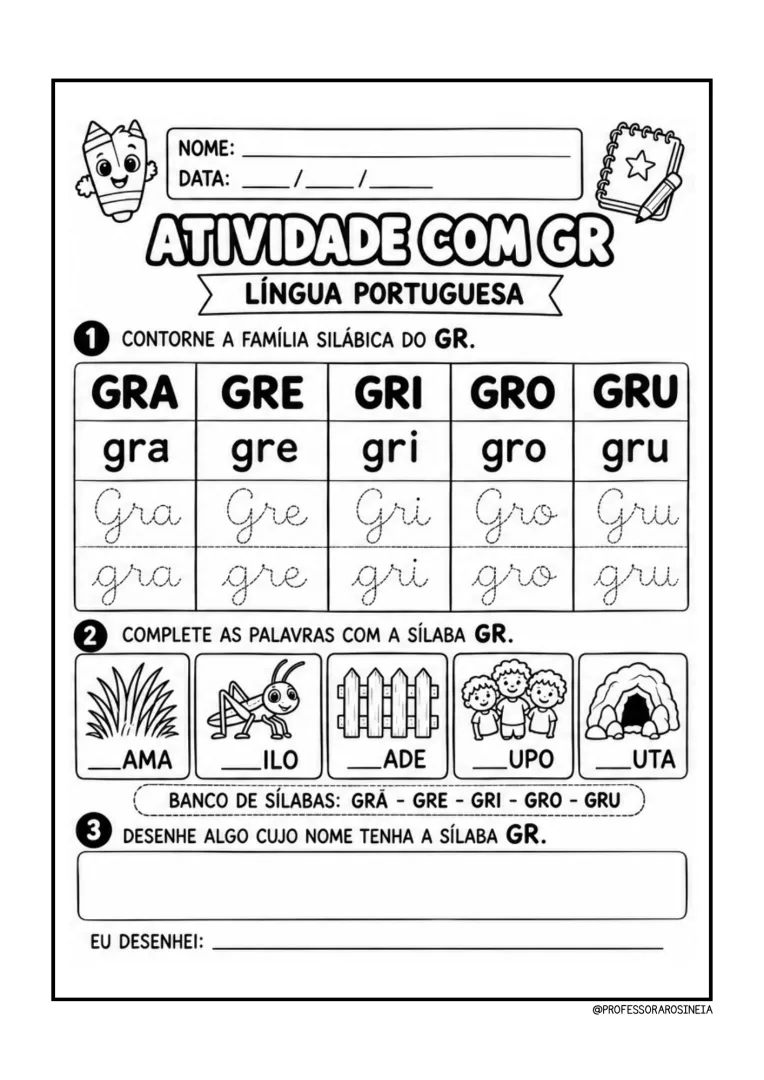 Atividade Sílaba Complexa - 1º Ano - Língua Portuguesa - PDF — imagem 6