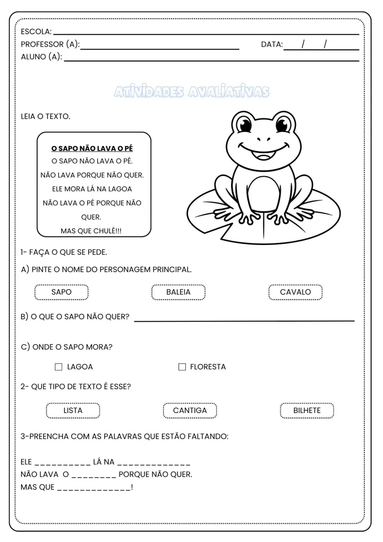 Atividades Avaliativas  Português e Matemática 1º Ano-PDF — imagem 2