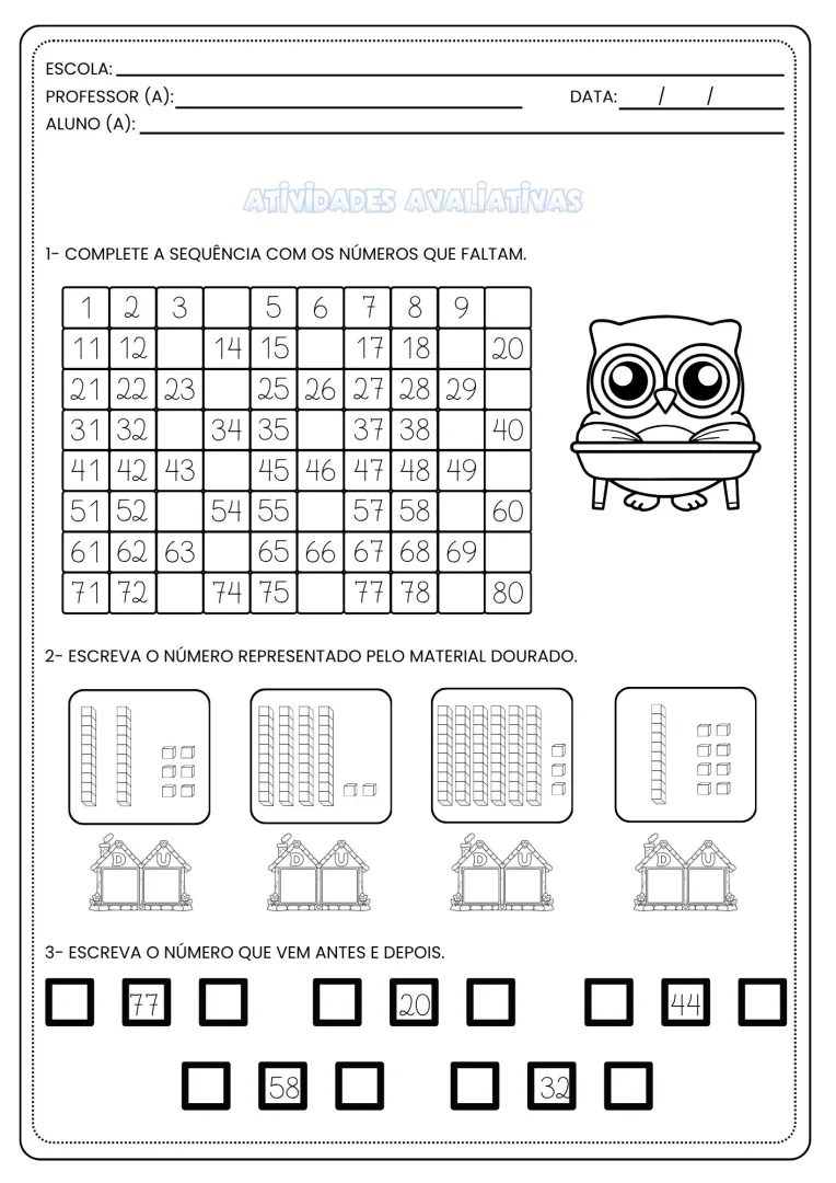 Atividades Avaliativas  Português e Matemática 1º Ano-PDF — imagem 5