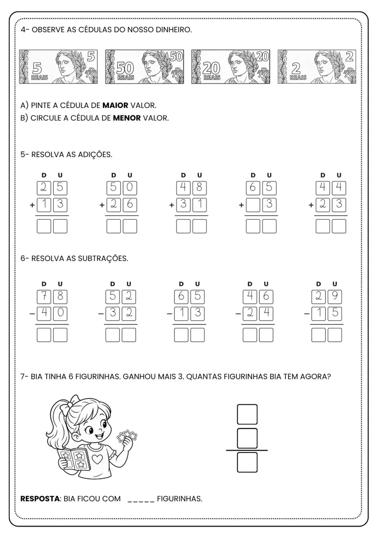 Atividades Avaliativas  Português e Matemática 1º Ano-PDF — imagem 6