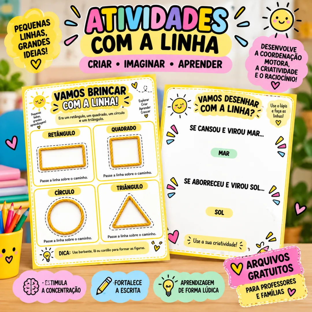 Atividades com a Linha - Formas e Criatividade - Educação Infantil - PDF — imagem 2